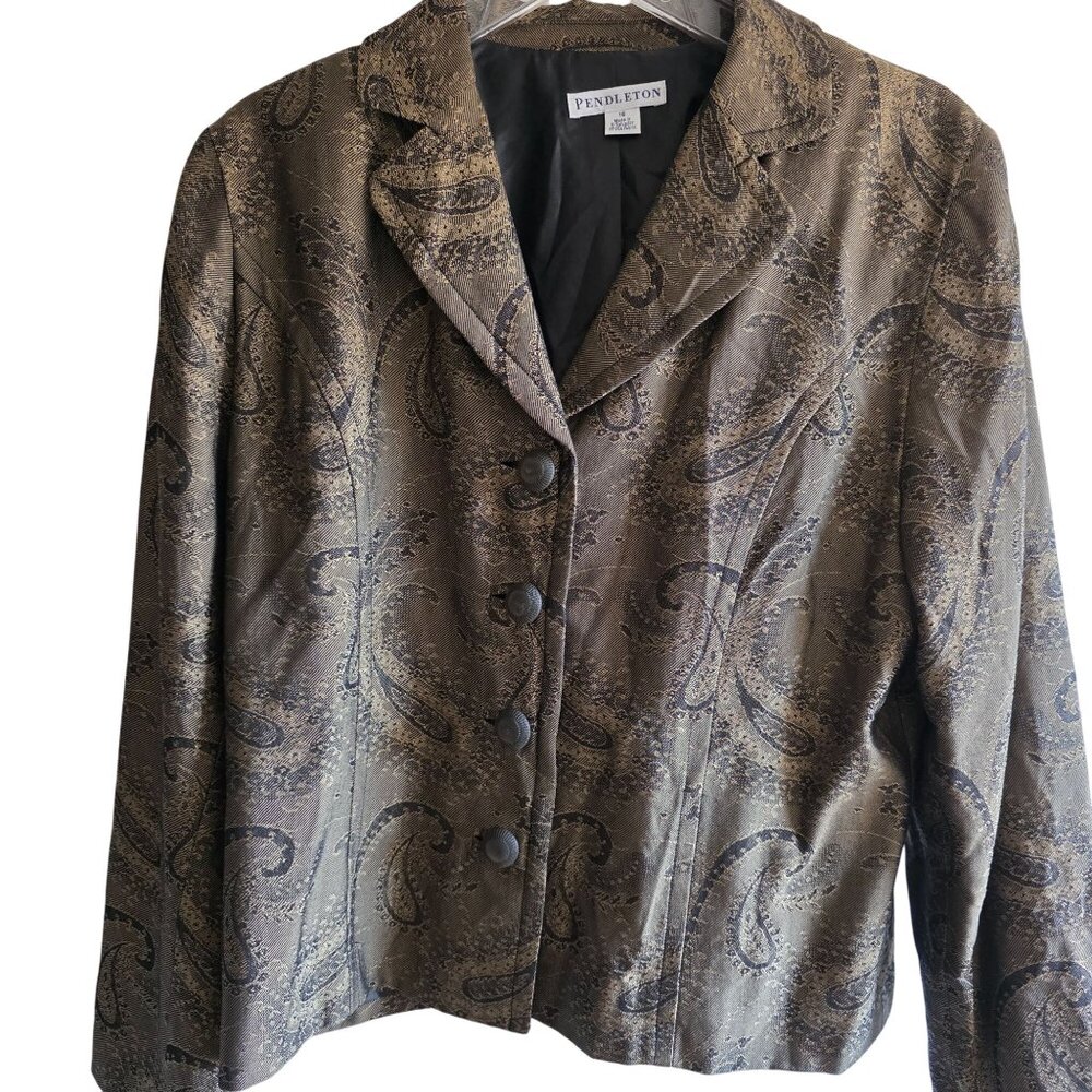 Pendleton Paisley Tapestry Blazer Size 16 Needlepoint Look Upholstery Deadstock